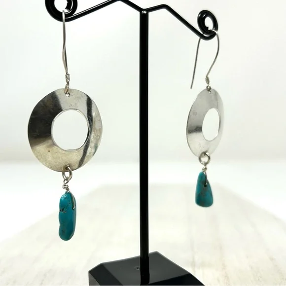 Sterling silver, turquoise bead dangle earrings